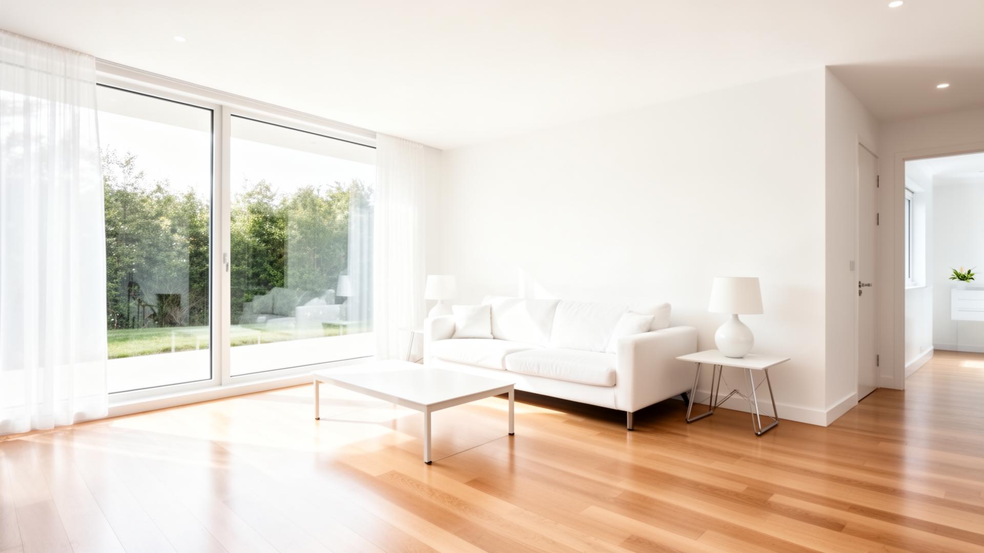 Pristine modern living room cleaned by Spotless Shine Services